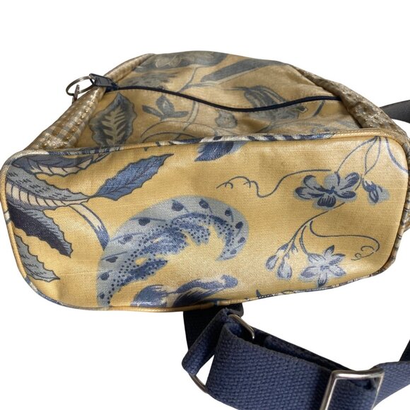 Vintage Nordic House Designs  Sling Backpack Floral Yellow Blue Coated Canvas main image 12